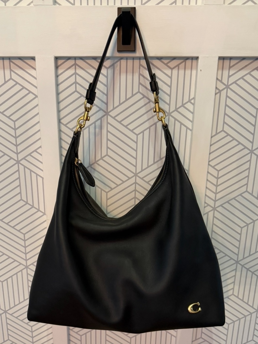 Coach Black Hobo Bag with Gold Hardware